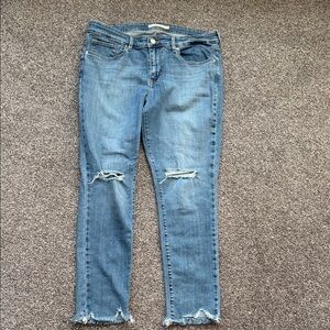 Trendy Blue Distressed Ankle Jeans